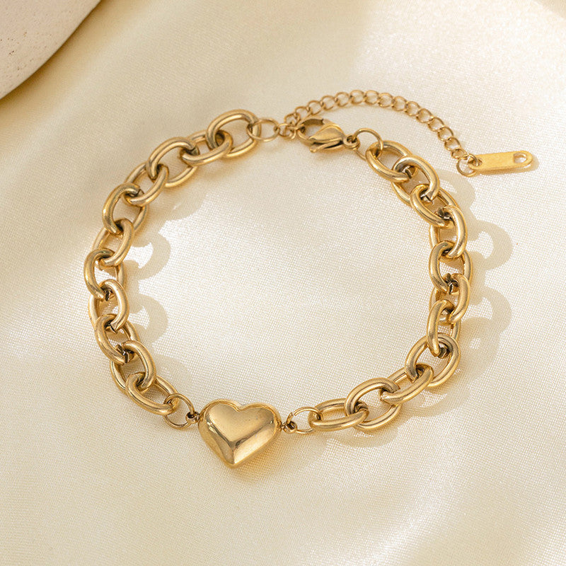 Jewels Galaxy Gold Plated Anti Tarnish Stainless Steel Heart themed Wraparound Bracelet