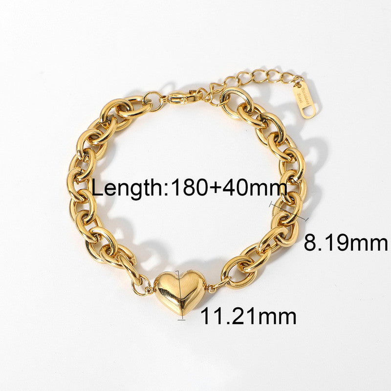 Jewels Galaxy Gold Plated Anti Tarnish Stainless Steel Heart themed Wraparound Bracelet
