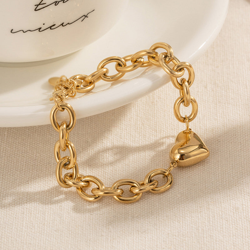 Jewels Galaxy Gold Plated Anti Tarnish Stainless Steel Heart themed Wraparound Bracelet