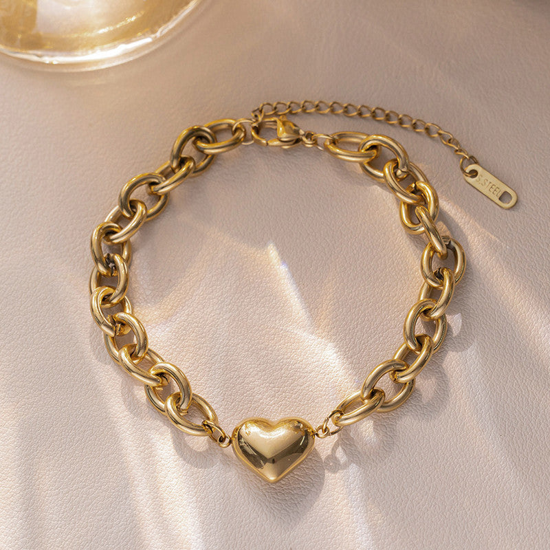 Jewels Galaxy Gold Plated Anti Tarnish Stainless Steel Heart themed Wraparound Bracelet