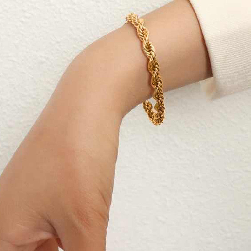 Jewels Galaxy Gold Plated Anti Tarnish Stainless Steel Thin Chain Rope Style Wraparound Bracelet