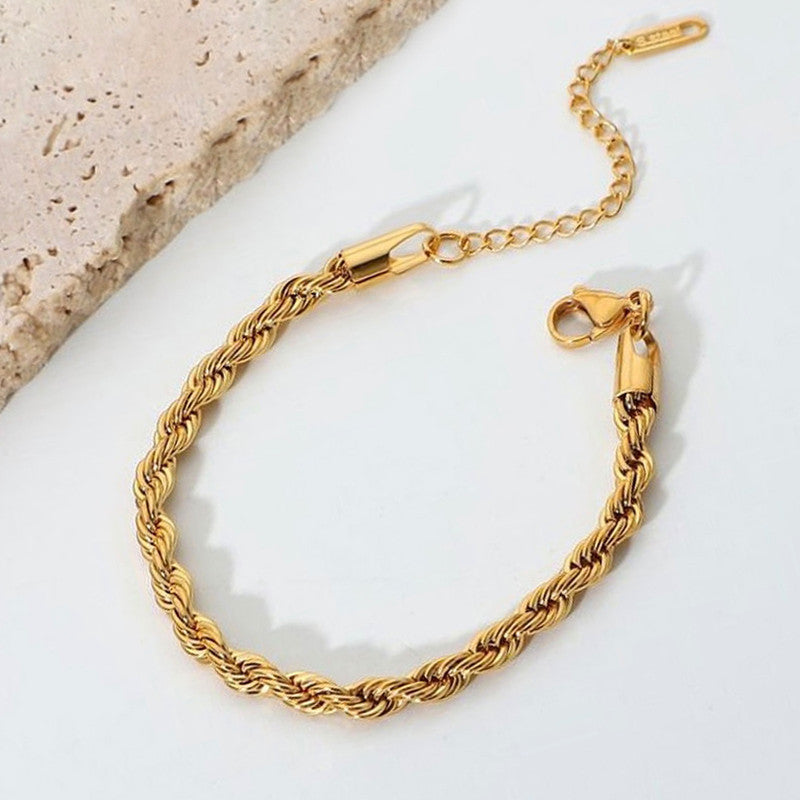 Jewels Galaxy Gold Plated Anti Tarnish Stainless Steel Thin Chain Rope Style Wraparound Bracelet