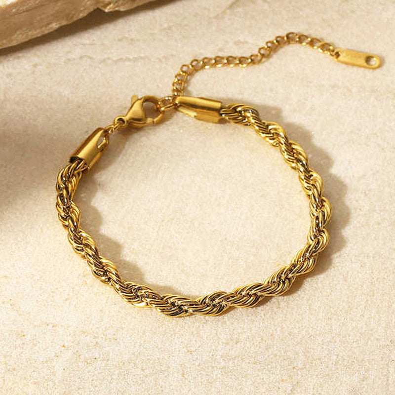 Jewels Galaxy Gold Plated Anti Tarnish Stainless Steel Thin Chain Rope Style Wraparound Bracelet