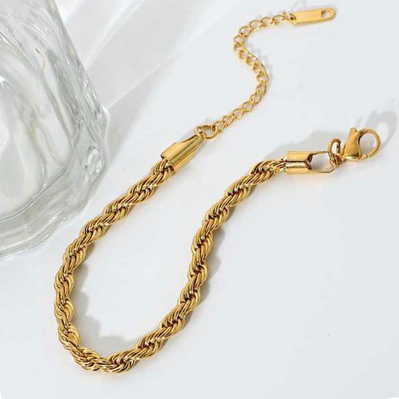 Jewels Galaxy Gold Plated Anti Tarnish Stainless Steel Thin Chain Rope Style Wraparound Bracelet