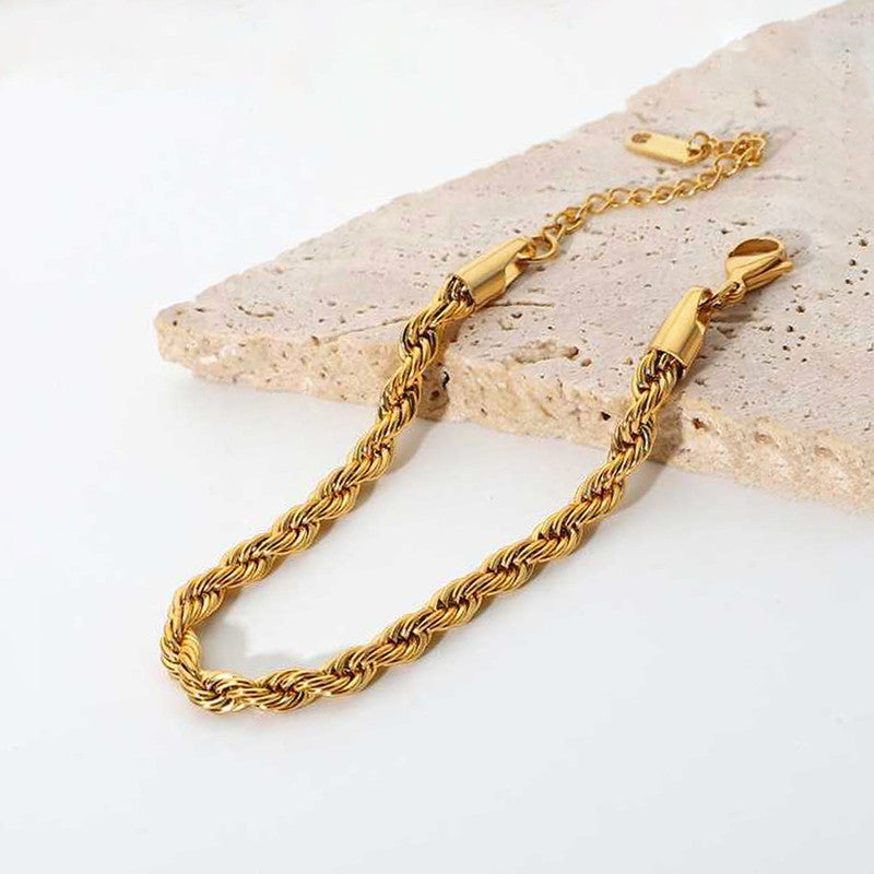 Jewels Galaxy Gold Plated Anti Tarnish Stainless Steel Thin Chain Rope Style Wraparound Bracelet