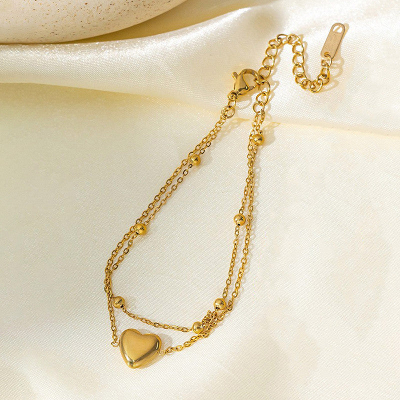 Jewels Galaxy Gold Plated Anti Tarnish Stainless Steel Heart Themed Wraparound Bracelet