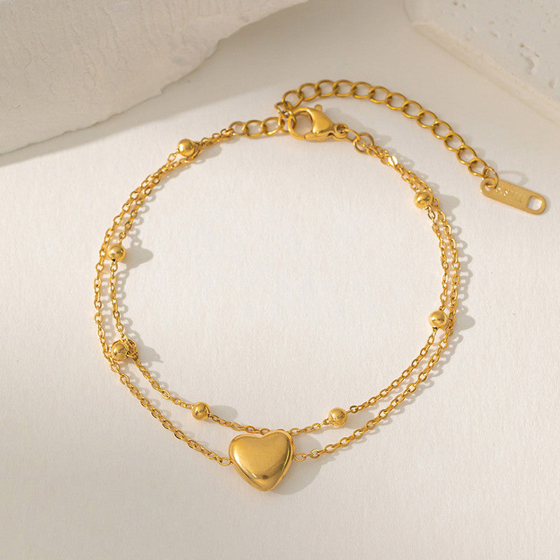 Jewels Galaxy Gold Plated Anti Tarnish Stainless Steel Heart Themed Wraparound Bracelet