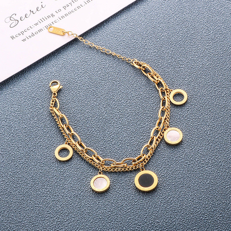 Jewels Galaxy Stainless Steel Roman Numerals Contemporary Bracelet