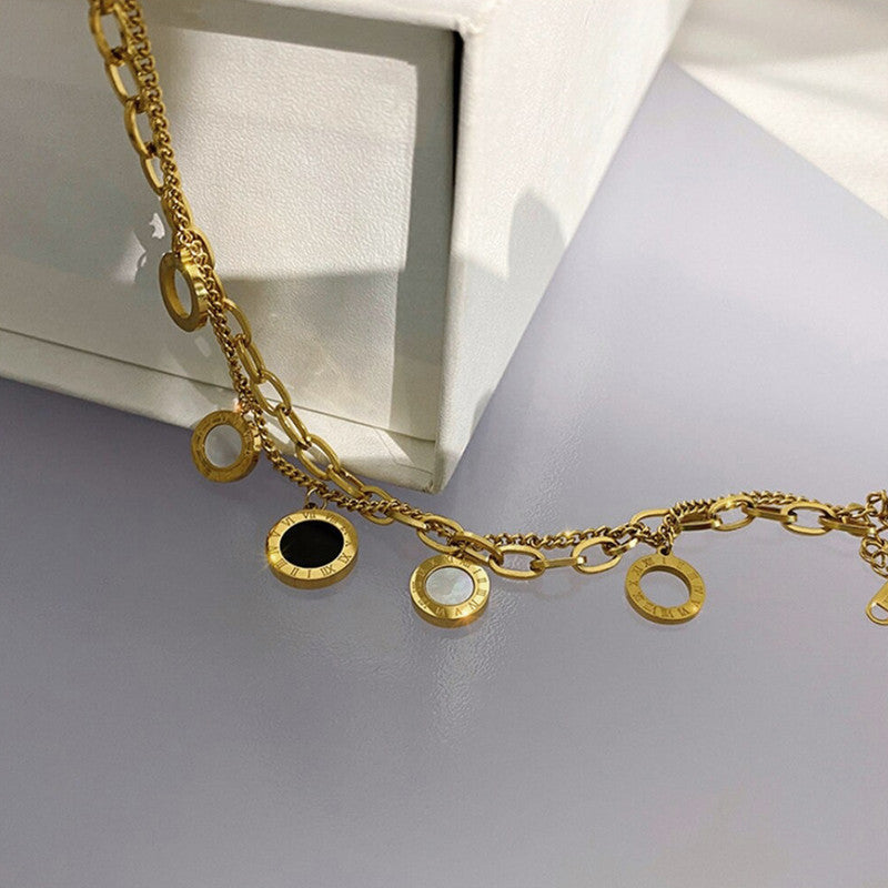 Jewels Galaxy Stainless Steel Roman Numerals Contemporary Bracelet