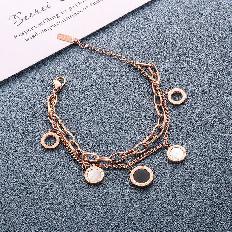 Jewels Galaxy Stainless Steel Roman Numerals Contemporary Bracelet