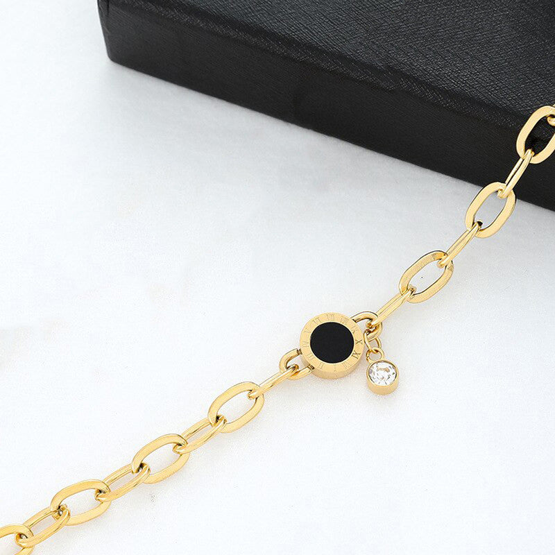 Jewels Galaxy Stainless Steel Cz Studded Roman Numerals Bracelet