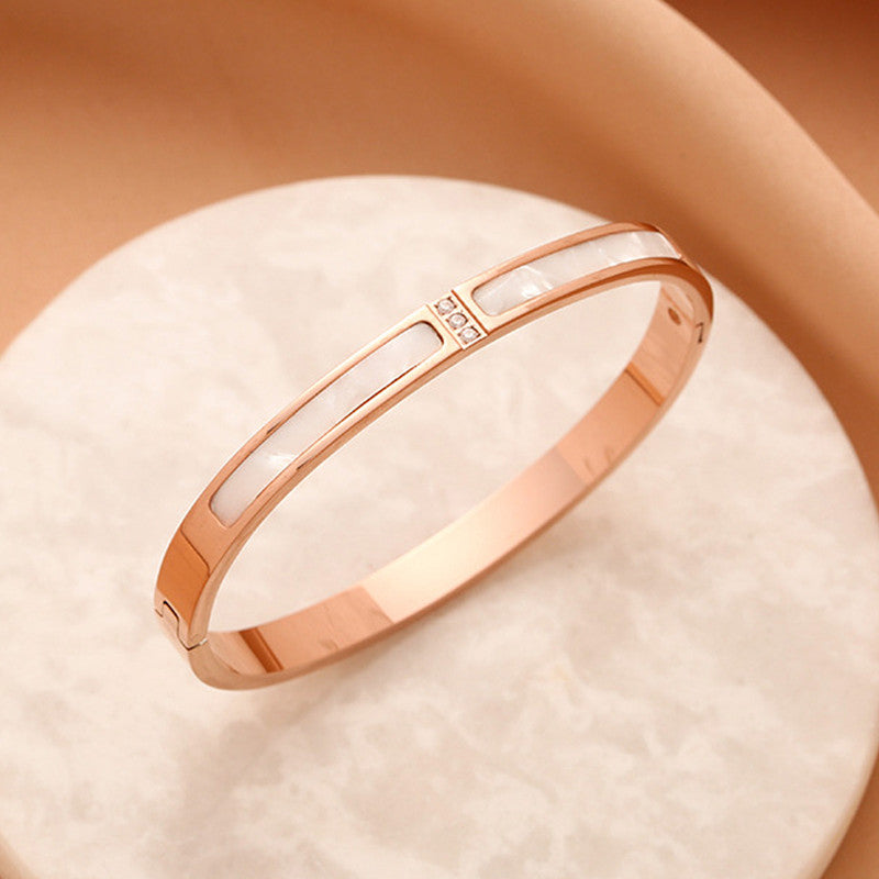 Jewels Galaxy Stainless Steel Mother of Pearls Contemporary Anti-Tarnish Bracelet For Women