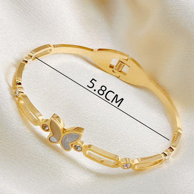 Jewels Galaxy Stainless Steel Butterfly inspired MOP Contemporary Anti-Tarnish Bracelet