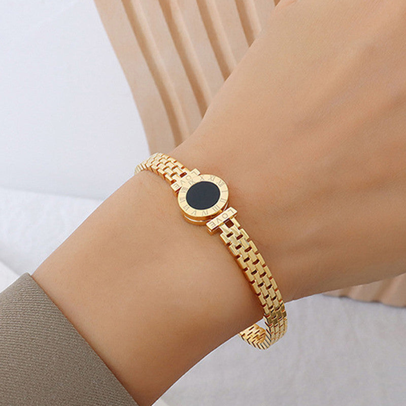Jewels Galaxy Stainless Steel Roman Zig Zag Style Contemporary Anti-Tarnish Bracelet For Women