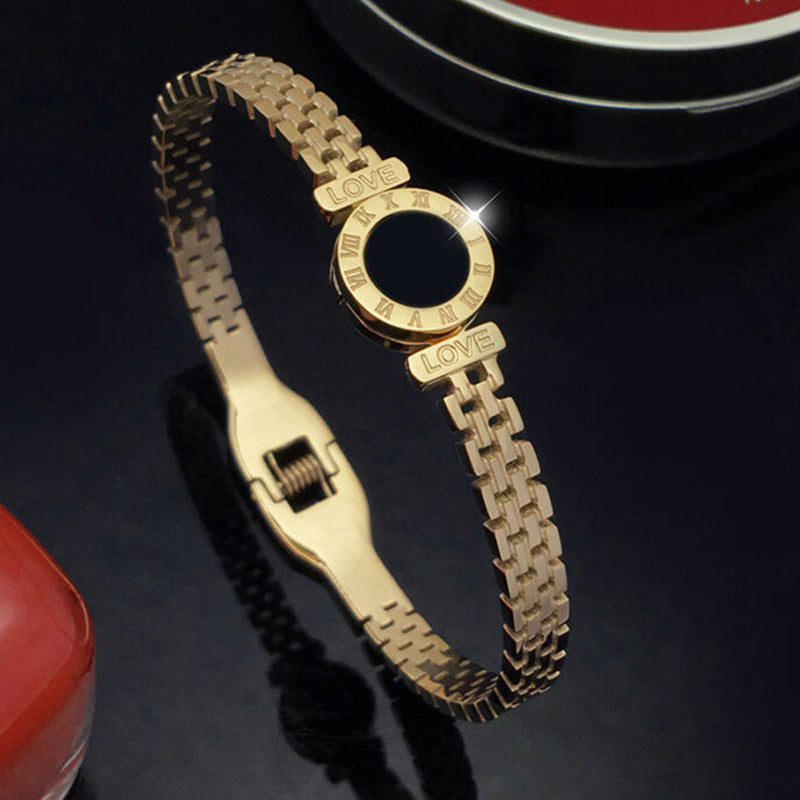 Jewels Galaxy Stainless Steel Roman Zig Zag Style Contemporary Anti-Tarnish Bracelet For Women