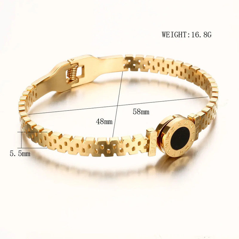 Jewels Galaxy Stainless Steel Roman Zig Zag Style Contemporary Anti-Tarnish Bracelet For Women