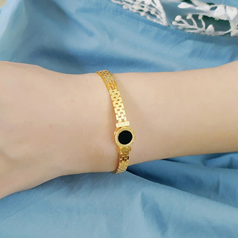 Jewels Galaxy Stainless Steel Roman Zig Zag Style Contemporary Anti-Tarnish Bracelet For Women