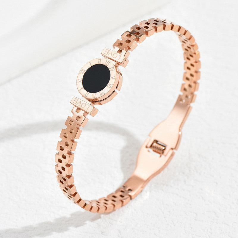 Jewels Galaxy Stainless Steel Roman Zig Zag Style Contemporary Anti-Tarnish Bracelet For Women