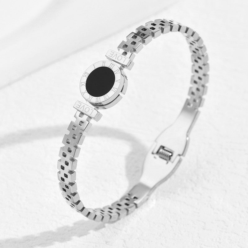 Jewels Galaxy Stainless Steel Roman Zig Zag Style Contemporary Anti-Tarnish Bracelet For Women