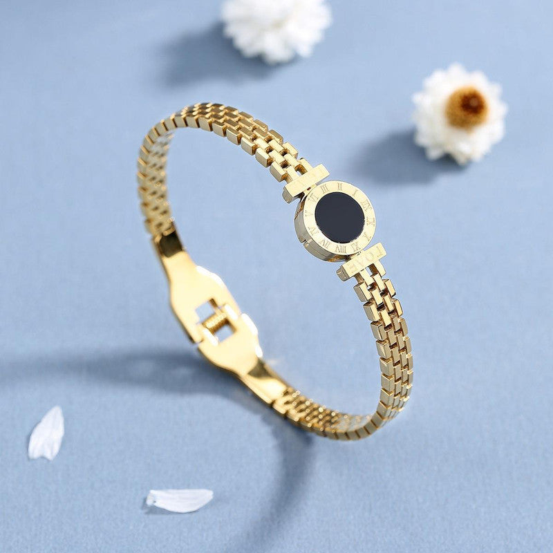 Jewels Galaxy Stainless Steel Roman Zig Zag Style Anti-Tarnish Bracelet For Women