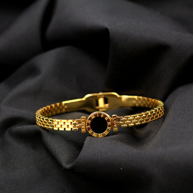 Jewels Galaxy Stainless Steel Roman Zig Zag Style Anti-Tarnish Bracelet For Women