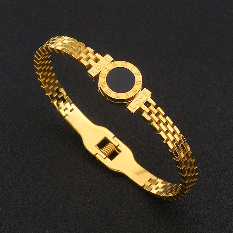 Jewels Galaxy Stainless Steel Roman Zig Zag Style Anti-Tarnish Bracelet For Women