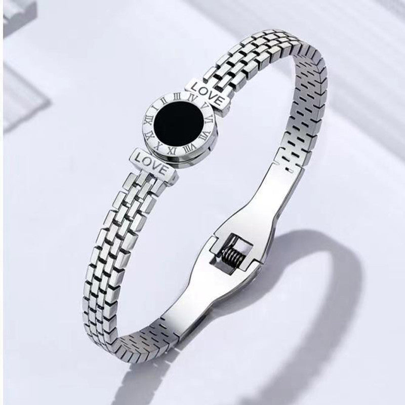 Jewels Galaxy Stainless Steel Roman Zig Zag Style Anti-Tarnish Bracelet For Women