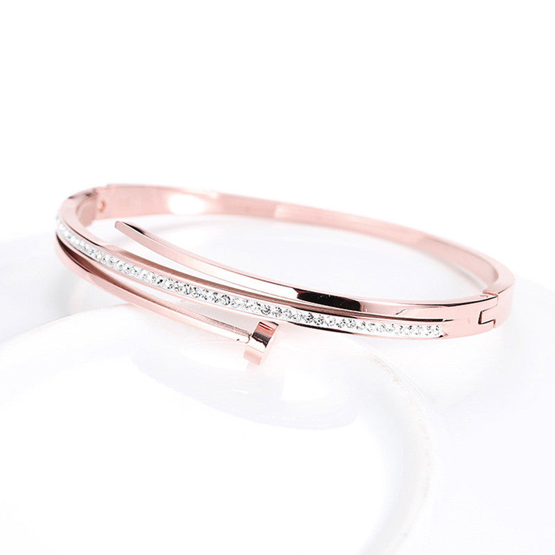 Jewels Galaxy Stainless Steel American Diamond Studded Anti-Tarnish Bracelet For Women