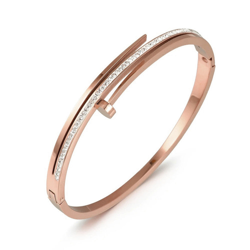 Jewels Galaxy Stainless Steel American Diamond Studded Anti-Tarnish Bracelet For Women