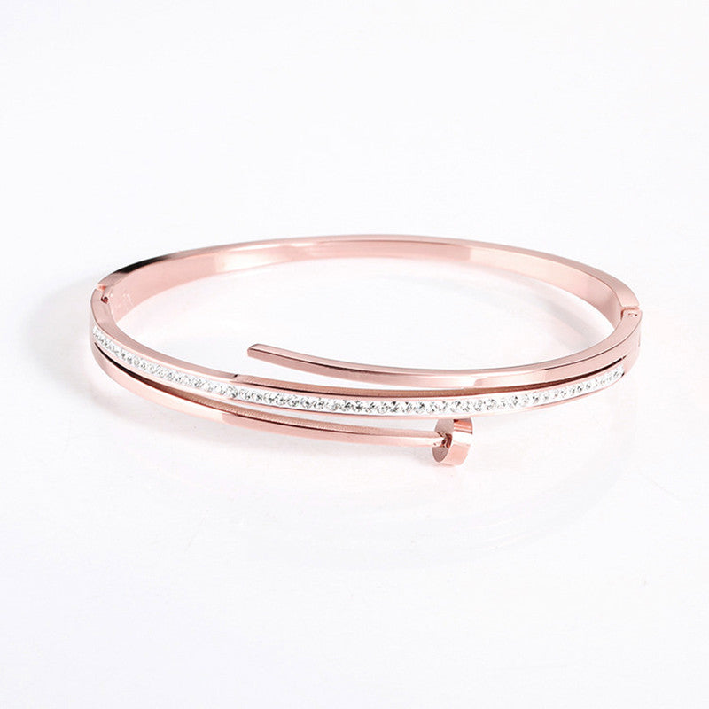 Jewels Galaxy Stainless Steel American Diamond Studded Anti-Tarnish Bracelet For Women