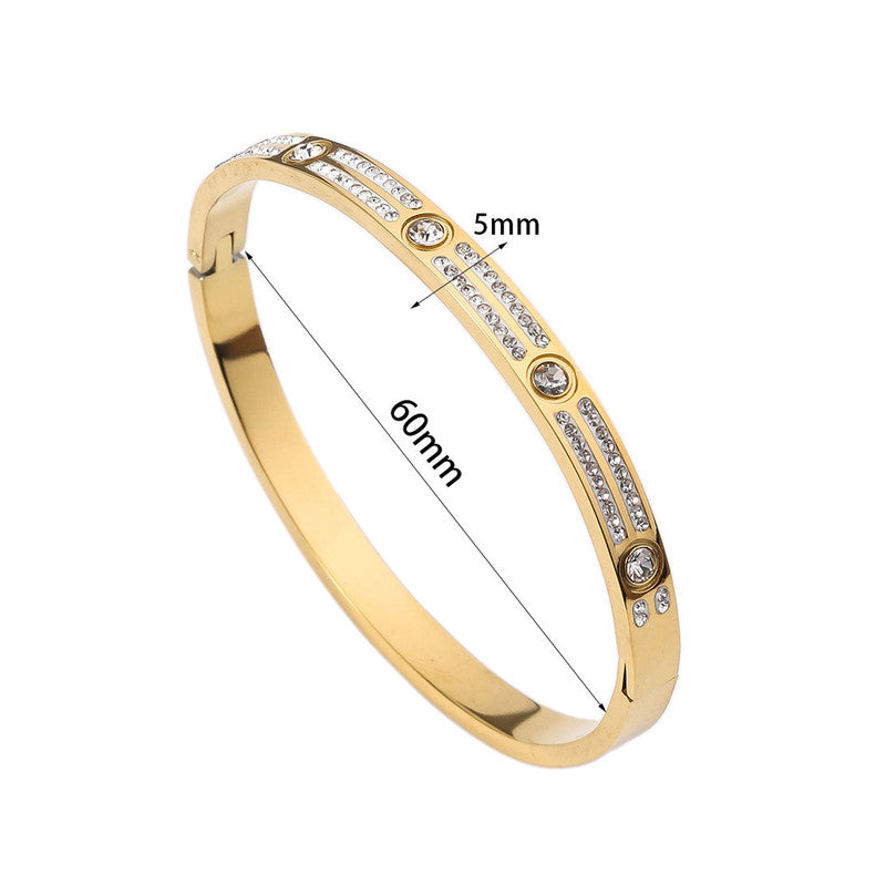 Jewels Galaxy Stainless Steel AD Studded Bangle-Style Anti-Tarnish Bracelet For Women