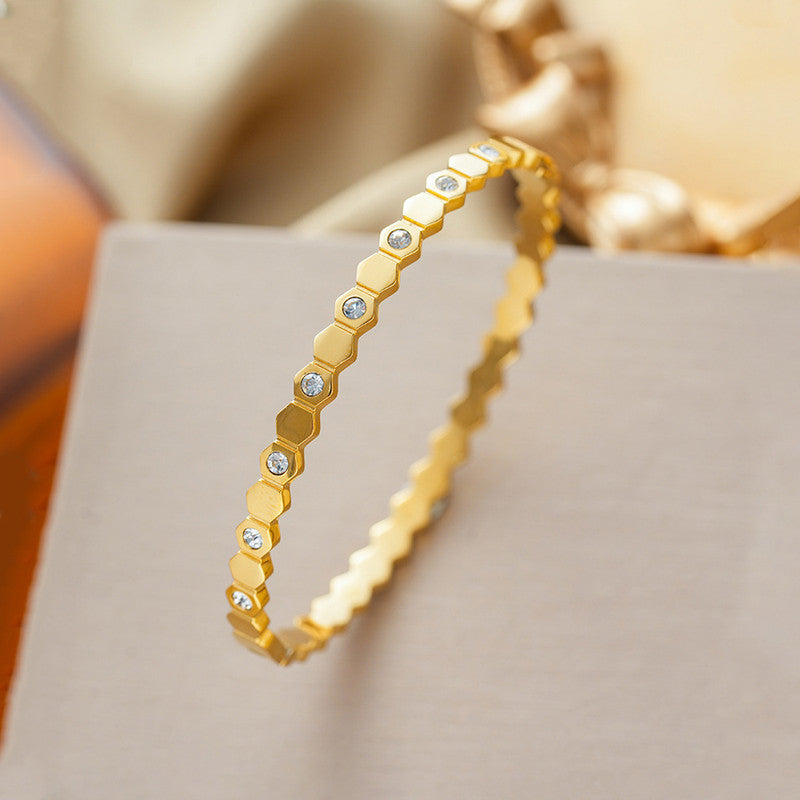 Jewels Galaxy AD Bangle-Style Hexagonal Anti Tarnish Bracelet