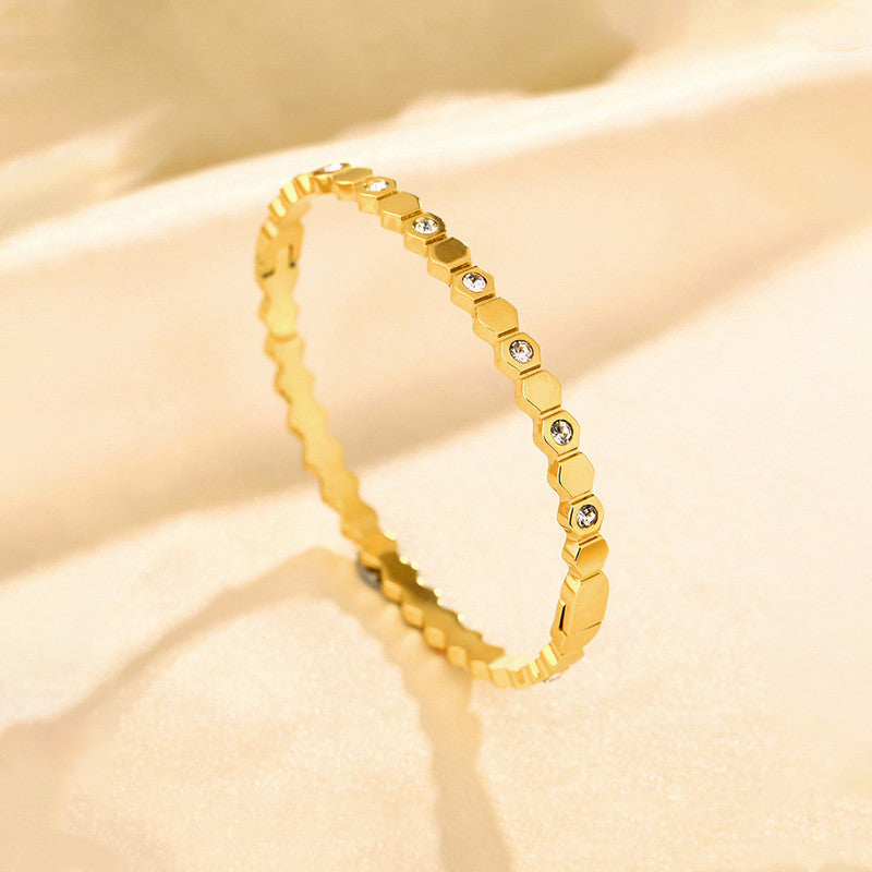 Jewels Galaxy AD Bangle-Style Hexagonal Anti Tarnish Bracelet