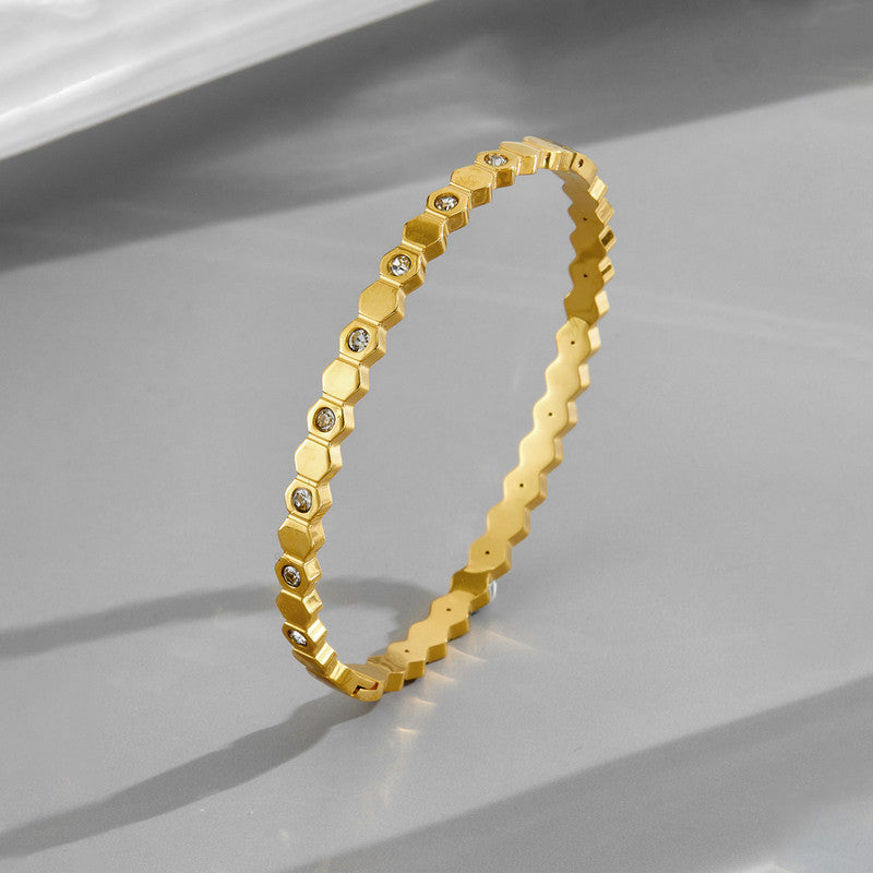 Jewels Galaxy AD Bangle-Style Hexagonal Anti Tarnish Bracelet