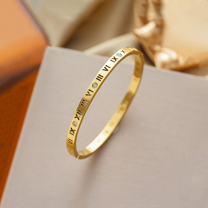 Jewels Galaxy AD Bangle-Style Anti Tarnish Roman Numerals Bracelet