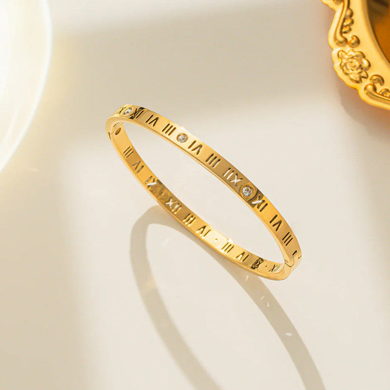 Jewels Galaxy AD Bangle-Style Anti Tarnish Roman Numerals Bracelet