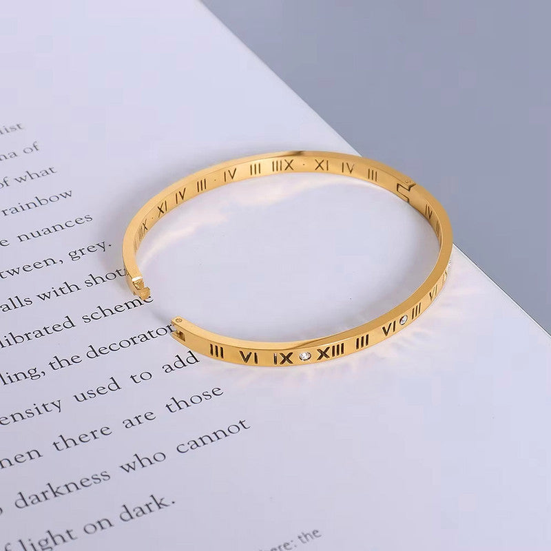 Jewels Galaxy AD Bangle-Style Anti Tarnish Roman Numerals Bracelet