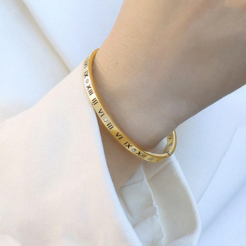 Jewels Galaxy AD Bangle-Style Anti Tarnish Roman Numerals Bracelet