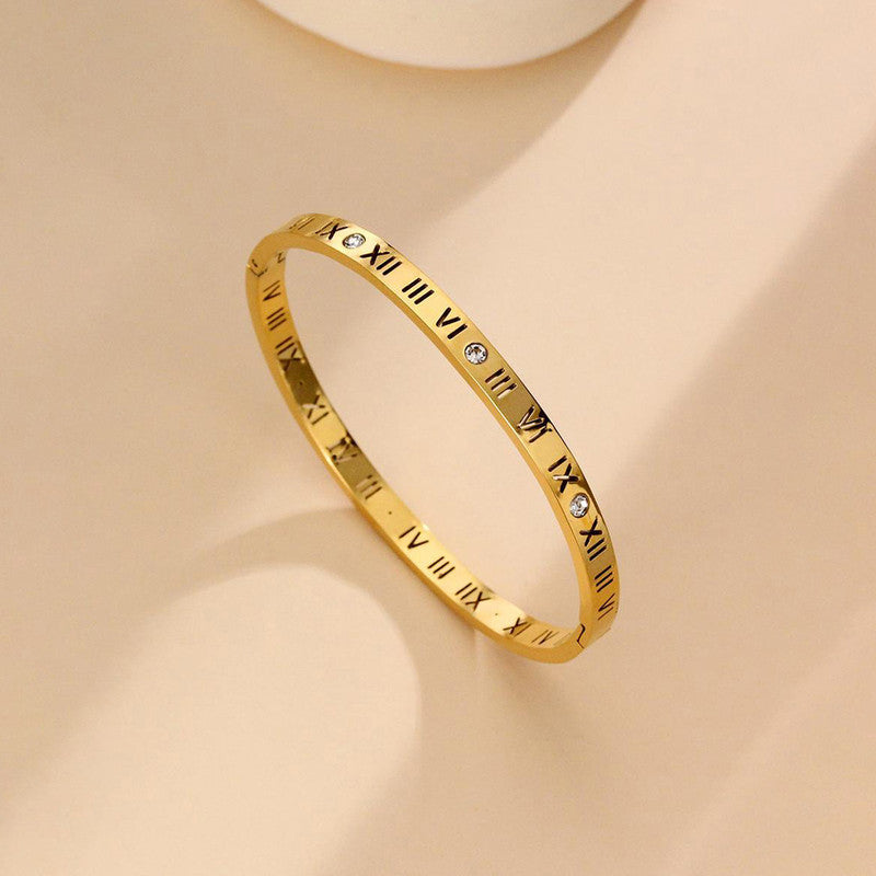 Jewels Galaxy AD Bangle-Style Anti Tarnish Roman Numerals Bracelet
