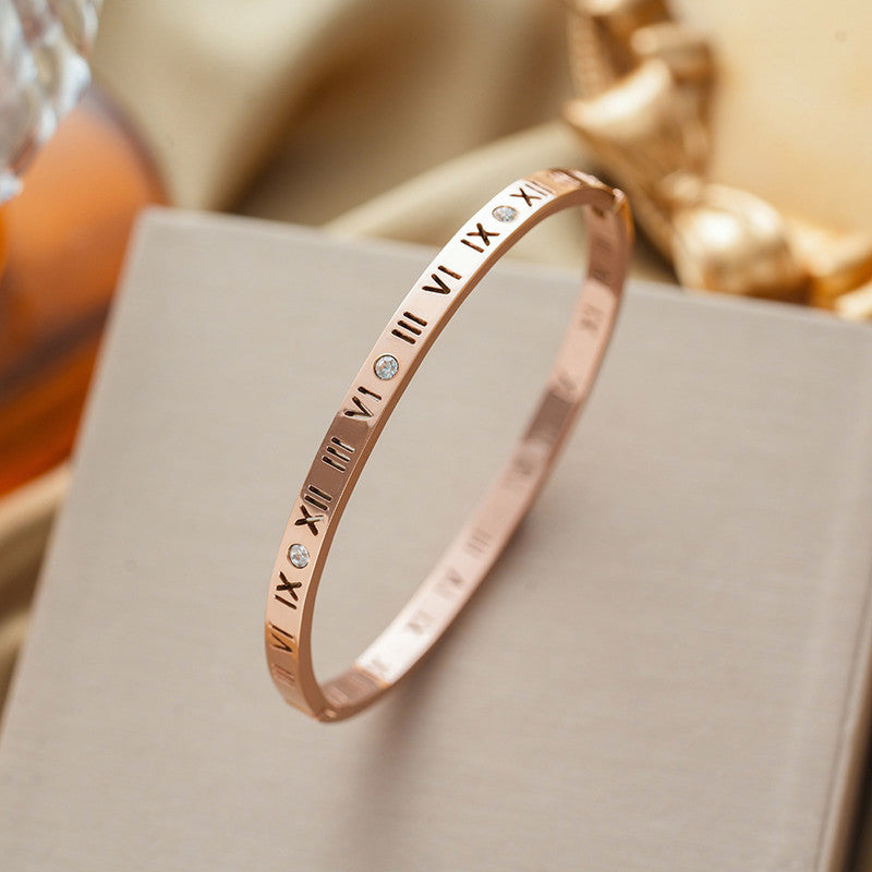 Jewels Galaxy AD Bangle-Style Anti Tarnish Roman Numerals Bracelet