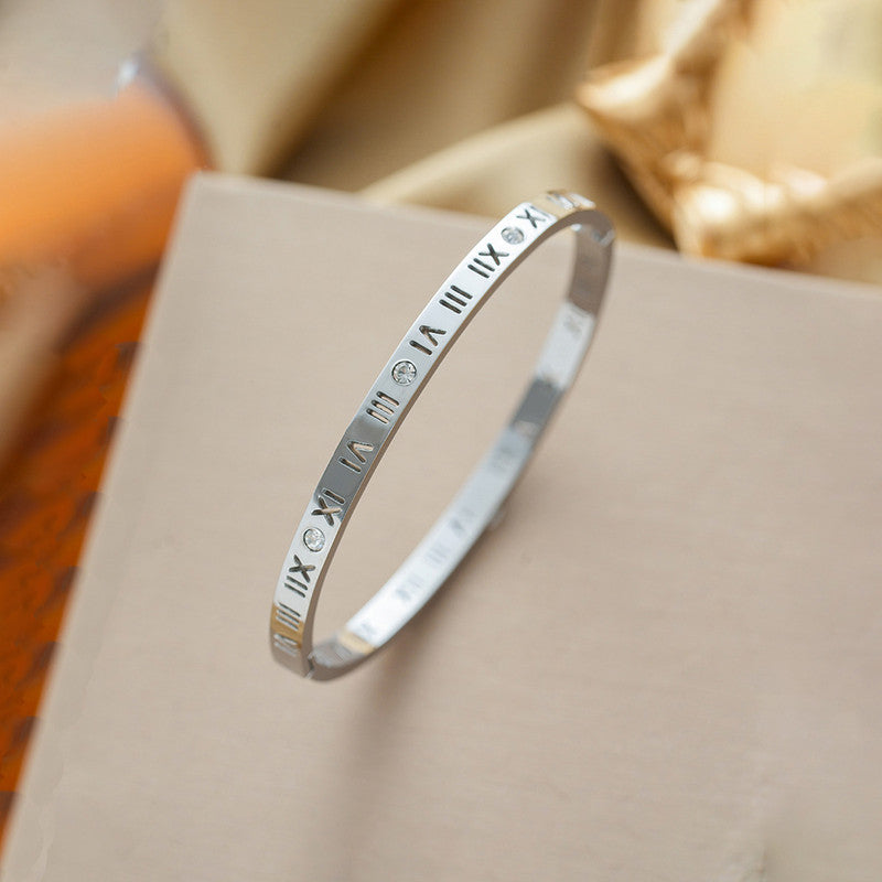 Jewels Galaxy AD Bangle-Style Anti Tarnish Roman Numerals Bracelet