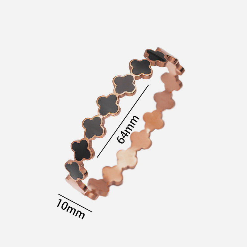 Jewels Galaxy Rose Gold Plated Stainless Steel Clover Themed Bracelet
