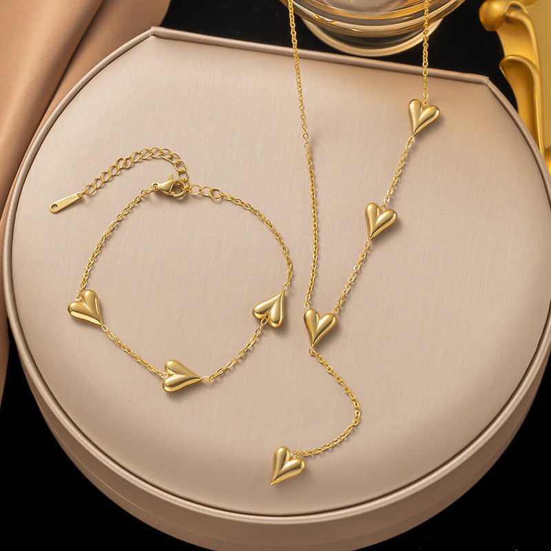 Jewels Galaxy Gold-Plated Anti Tarnish Heart Themed Jewellery Set