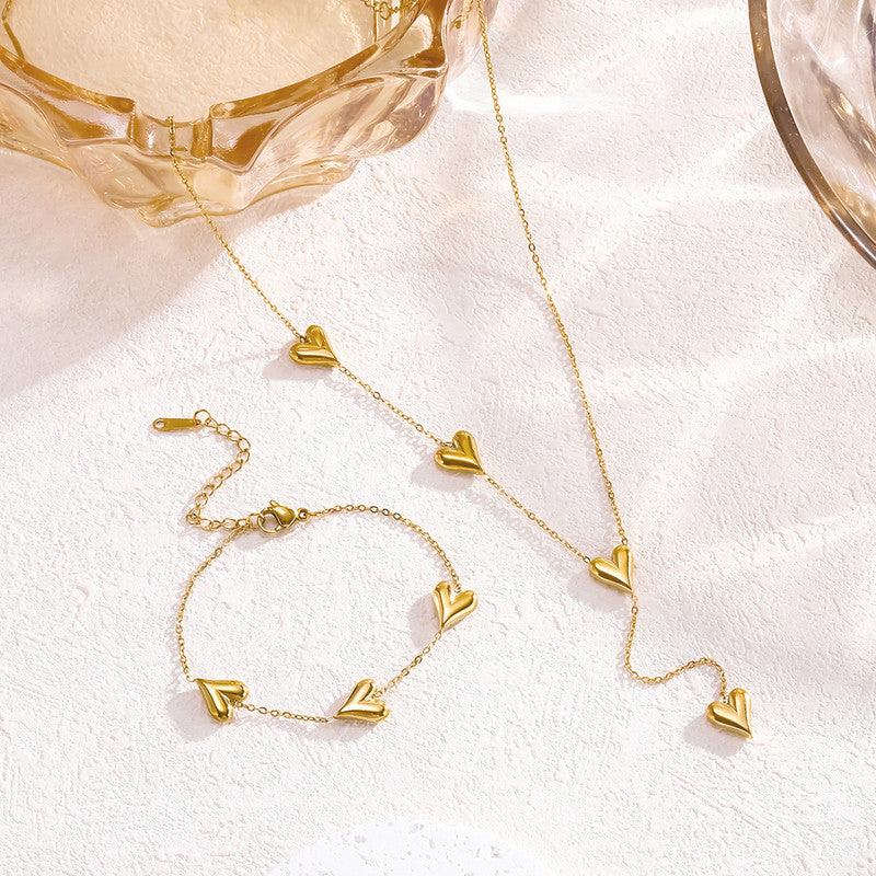 Jewels Galaxy Gold-Plated Anti Tarnish Heart Themed Jewellery Set