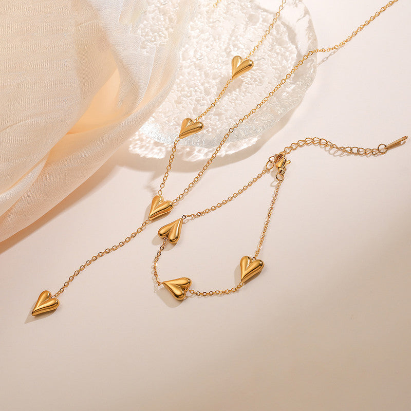 Jewels Galaxy Gold-Plated Anti Tarnish Heart Themed Jewellery Set