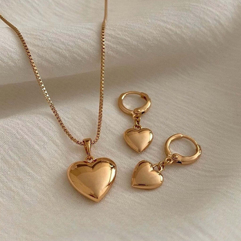 Jewels Galaxy Gold-Plated Anti Tarnish Heart Themed Jewellery Set
