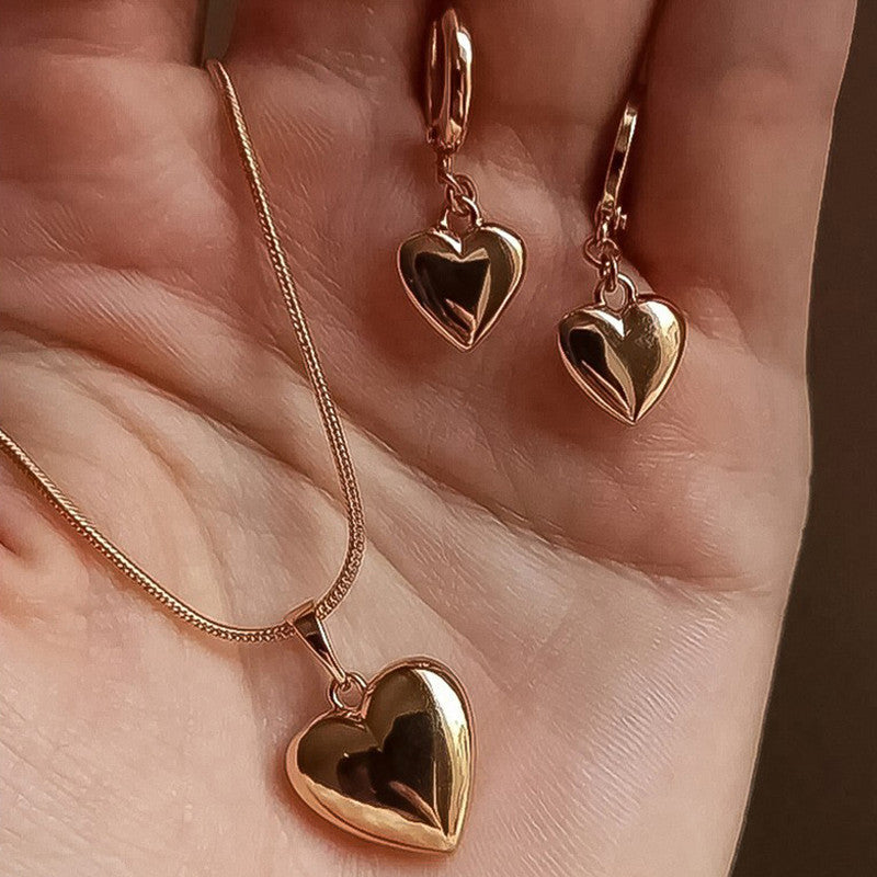 Jewels Galaxy Gold-Plated Anti Tarnish Heart Themed Jewellery Set