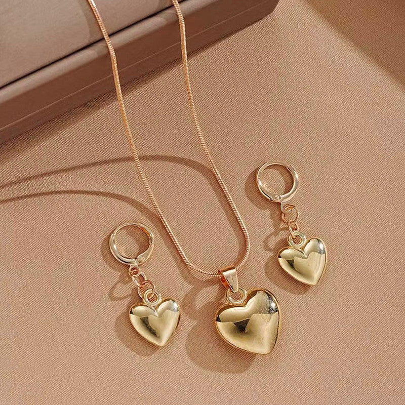 Jewels Galaxy Gold-Plated Anti Tarnish Heart Themed Jewellery Set