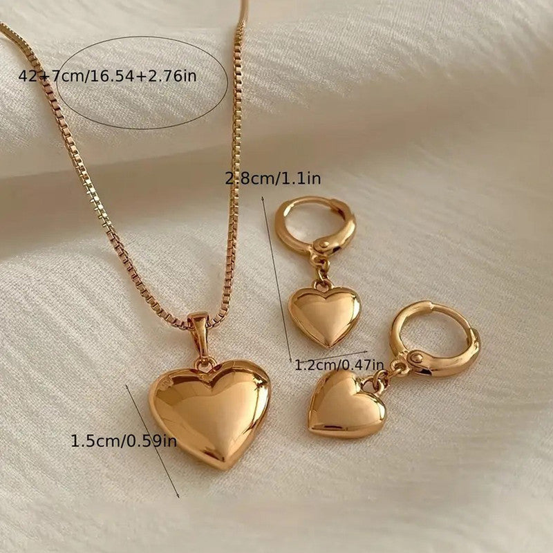 Jewels Galaxy Gold-Plated Anti Tarnish Heart Themed Jewellery Set