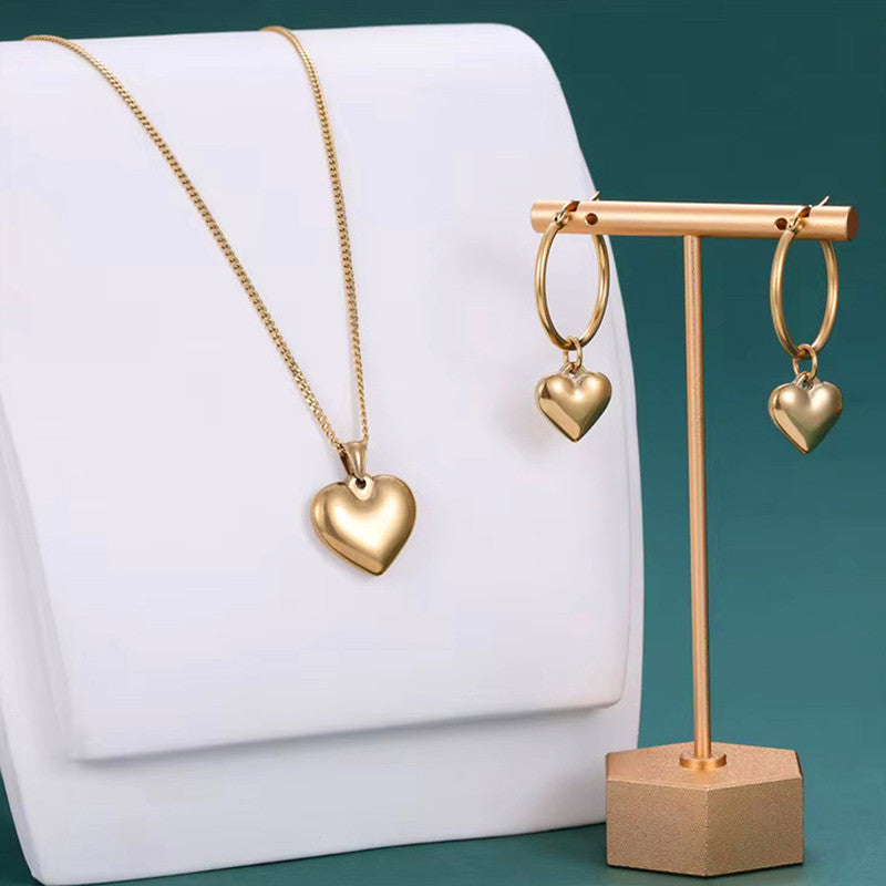 Jewels Galaxy Gold-Plated Anti Tarnish Heart Themed Jewellery Set